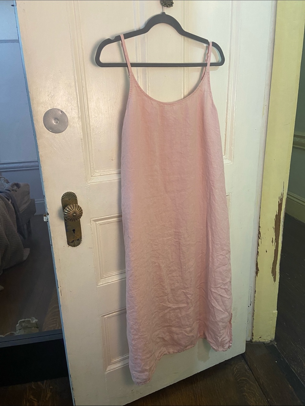 Eileen fisher pink linen maxi dress